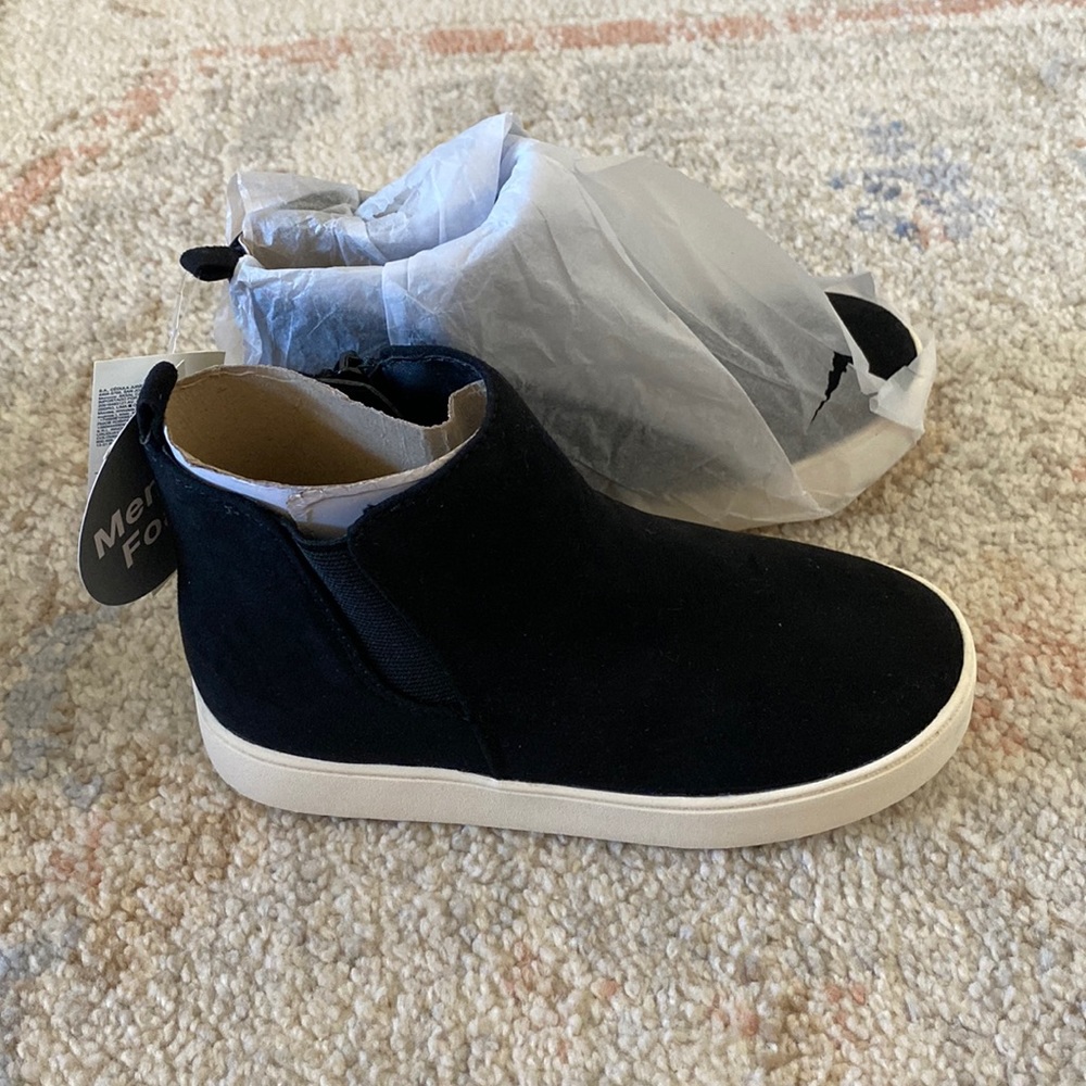 Black high top sneakers with zipper